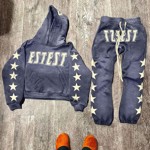 Survêtements délavés à l'acide de haute qualité avec logo personnalisé Survêtement surdimensionné 100% coton pour hommes - Product Image 1