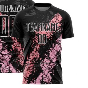 Camiseta de Fútbol Negra y Rosa para Hombre, Manga Corta, Ligera, Transpirable, Uniforme Deportivo para Entrenamiento y Partidos - Product Image 2