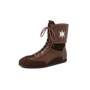 Bán Buôn Thiết Kế Mới 2025 Của Phụ Nữ Ngắn Khởi Động Vòng Đầu Phía Trước Dây Đeo Da Martin Khởi Động Đa Năng Thoải Mái Khởi Động Phẳng - Product Image 2