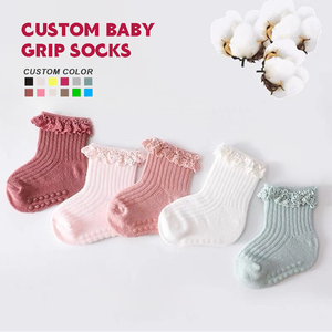 Chaussettes de printemps personnalisées pour enfants Chaussettes mignonnes pour bébés Chaussettes antidérapantes décontractées en coton à volants pour enfants filles - Product Image 1