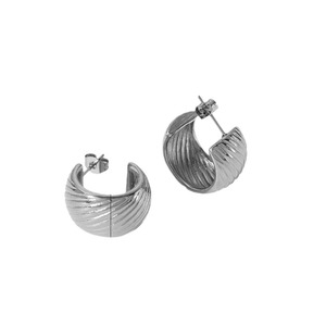 <b>Cuff</b> <b>Earrings</b> Geometric C-Shaped Striped 18K Gold Stainless Steel For Women Fashion Jewelry TE6485-G TE6485-S - Product Image 5