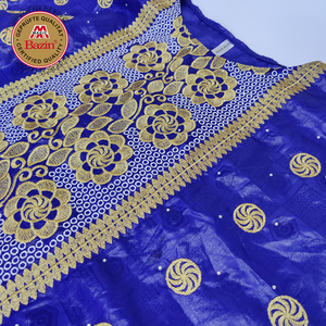 Nouvelle Robe Africaine Boubou Dashiki en <span class=keywords><strong>Bazin</strong></span> Riche, Bleue Roy, Traditionnelle Nigériane pour Mariée ou Soirée, Vêtement Élégant - Product Image 4