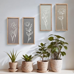 3D PVC Art Deco leggero Ready-to-Hang incorniciato muro Art Set 4 bambù Rattan artigianato bagno <span class=keywords><strong>soggiorno</strong></span> camera da letto ufficio - Product Image 6