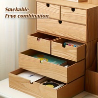 Organisateur de bureau en bambou empilable miniature personnalisé avec boîte de rangement de table à un seul niveau pour le bureau et la vaisselle