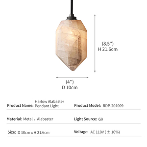 Alabaster Pendant <b>Light</b> Metal Natural Stone Modern Luxury Nordic Hanging Lamp Kitchen Island <b>Bar</b> Factory Wholesale Custom <b>LED</b> - Product Image 4