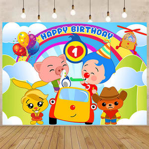 Telón de Fondo de Tela con <span class=keywords><strong>Payaso</strong></span> de Dibujos Animados <span class=keywords><strong>Plim</strong></span> para Baby Shower Cumpleaños Foto y Decoración de Fiesta - Product Image 1