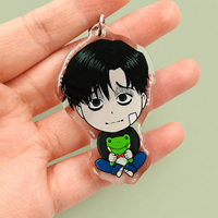 Porte-clés personnalisé en acrylique avec fermoir étoile argentée, style anime, cadeau en gros