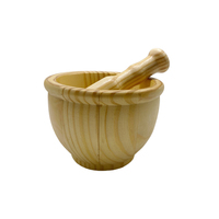 Ensemble mortier et pilon en pin naturel, écologique, durable, de qualité alimentaire, petit moulin à épices en bois poli pour la cuisine et le broyage d'herbes