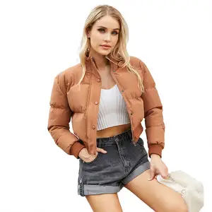Großhandel benutzer definierte Damen kurze Outwear Kleidung Winter Camo Crop Puffer Jacke für Frauen