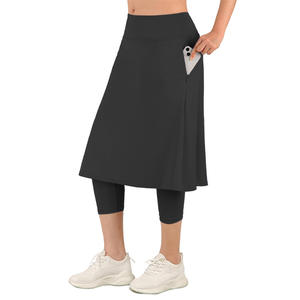 OEM ODM الاتحاد الأوروبي حجم النساء ارتفاع الخصر 2 في 1 سبعة أجزاء طماق خمسة أجزاء تنورة حجم كبير رياضة التنس تنورة متواضعة مع جيب - Product Image 3