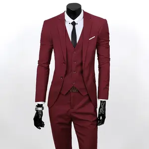 Volledige Regular Fit 3 Stuk Past Enkele Breasted Mannen Suits Wedding Suits Voor Mannen