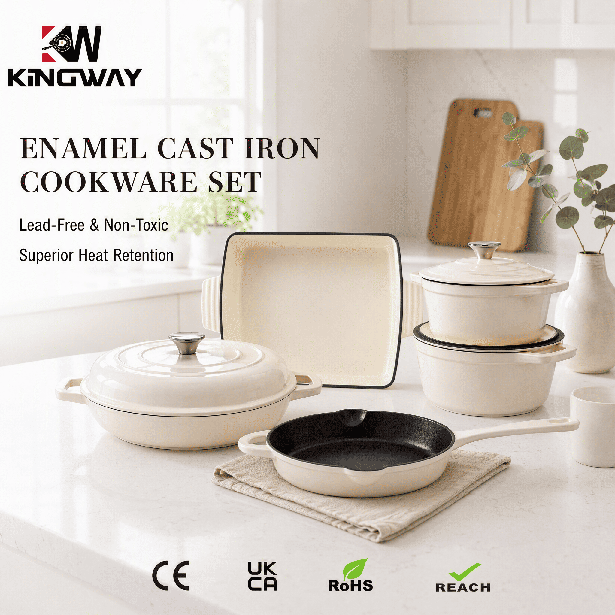 Customized 8 Pieces Household Cooking Pots & Pans Multi-function Kitchen Utensils Popular Cooking Cast Iron Enamel Cookware Sets