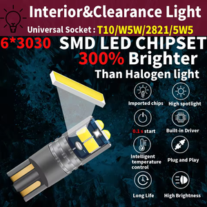 Bombillas LED <span class=keywords><strong>T10</strong></span> W5W 3030 6SMD Súper Brillantes para Interior de Coche, Luz de Lectura, Luz de Techo, Luz de Posición Lateral, Luces de Estacionamiento, Accesorios para Coche - Product Image 3
