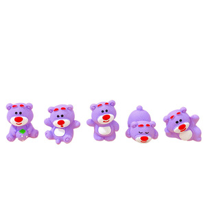 Oso de resina Lanshuo, juguete de dibujos animados morado, modelo 3D, manualidad DIY, adorno de escritorio para niños y adultos - Product Image 2