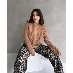 Pull en tricot à col rond pour femmes noires, manches longues, anti-boulochage, 14 Gg, style décontracté - Product Image 3