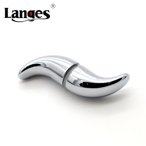 LANGES K277 现代镀铬银色/黑色实心锌合金单孔橱柜淋浴玻璃门旋钮拉手易用 - Product Image 3