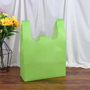 Factory Wholesale Recycled <b>Materials</b> T-Shirt Bag for Supermarket & Exhibition Use Custom Logo Non Woven <b>Packaging</b> - Product Image 2