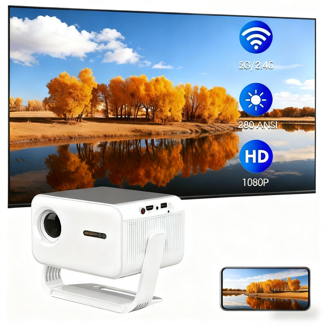 280ANSI Lumens 1080P HD Smart Projector Android 11 Home Cinema System