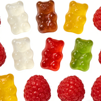 Bonbons gélifiés Q-bouncy Bear à la framboise, saveurs de fruits mélangées, pour enfants et adultes, sans sucre, en bouteille de 60 capsules