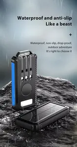 2024 Portable Solar Energy Products The New Solar Charger Power Bank Built In 3 Cables Portable Wireless Solar Power Bank