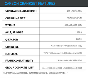 Pédalier de vélo SeeMore Premium en fibre de carbone monocoque, bras de manivelle haute performance pour route/gravel, pédalier léger en carbone - Product Image 3