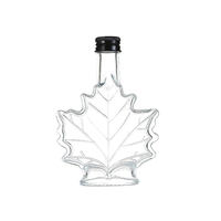 150ml 100ml Voyage Commodité Mini Feuille D'érable Whisky Pot D'alcool Petite Glucose Sirop Verre Bouteille Vide avec Couvercle En Aluminium