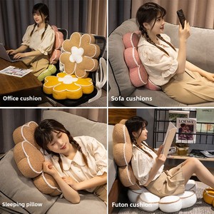 <span class=keywords><strong>Coussin</strong></span> en peluche JY style nordique, motif trèfle à quatre feuilles vert porte-bonheur, avec pétales <span class=keywords><strong>de</strong></span> fleurs <span class=keywords><strong>de</strong></span> cerisier, pour siège, dossier et chaise - Product Image 3