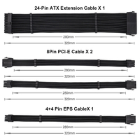 Kit de rallonges de câbles PC 24 broches (4+4 broches, 6+2 broches*2) pour alimentation GPU, PCI-E, carte mère d'ordinateur de bureau – En stock