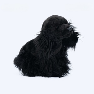 Peluche Realista de <span class=keywords><strong>Cocker</strong></span> <span class=keywords><strong>Spaniel</strong></span> Negro, Perro de Peluche con Pelo Largo y Rizado, Poodle Suave, Venta al por Mayor, Fabricación Personalizada OEM - Product Image 1