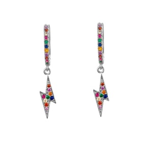 Pendientes de Plata de Ley S925 con Diamantes de Color y Diseño de Rayo, ROXI, Gran Venta - Product Image 2