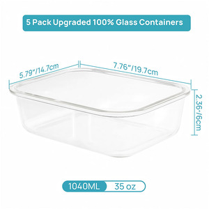 OWN SWING 5個入りガラス製食品保存容器セット（蓋付き）、電子レンジ・冷蔵庫対応、BPAフリー、再利用可能な弁当箱（仕事用） - Product Image 6