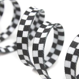 Colorful Checker Print Flat Shoelaces For <b>Casual</b> Sport Sneakers 8mm Polyester Tartan Plaid Laces High Quality <b>White</b> Plastic Tips - Product Image 2