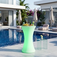 Table de bar ronde LED 110 cm, mobilier de bar LED à changement de couleur pour casino, lieux de jeux, tables à cocktails pour événements