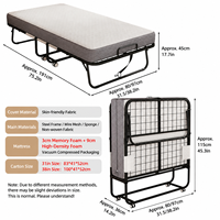 Lit pliant à prix direct usine, faible MOQ, lit d'appoint 100 avec matelas en mousse à mémoire de forme, emballage compressé en petite boîte, fournisseur
