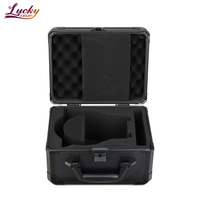 Étui de transport en aluminium noir de qualité supérieure pour écouteurs LCD, antichoc, verrouillable, étui de rangement en aluminium de voyage avec mousse découpée en EVA