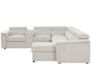Sofá Seccional Reclinable Eléctrico de Estilo Moderno en Color Beige - Product Image 1