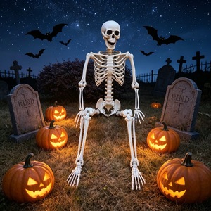 Squelettes d'Halloween pas chers, de 160 cm (5,4 pi / 5 pi), pour l'intérieur et l'extérieur, avec postures humaines, en vente - Product Image 1