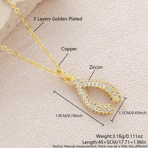 Collier pendentif Wishbone plaqué cuivre et or véritable incrusté de zircon, best-seller, bijou Wishbone tendance en CZ - Product Image 6