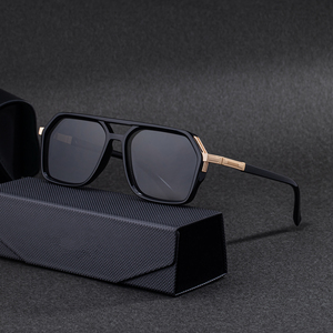 Gafas de sol polarizadas Partagas Retro Designer con logotipo personalizado, montura cuadrada de <span class=keywords><strong>doble</strong></span> puente, protección UV400 para hombres. - Product Image 1