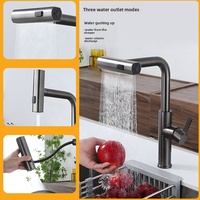 Nouveau Robinet de Cuisine Cascade Moderne Minimaliste en Acier Inoxydable SUS304 avec Douchette Extractible, Monocommande Chaud/Froid Pivotant