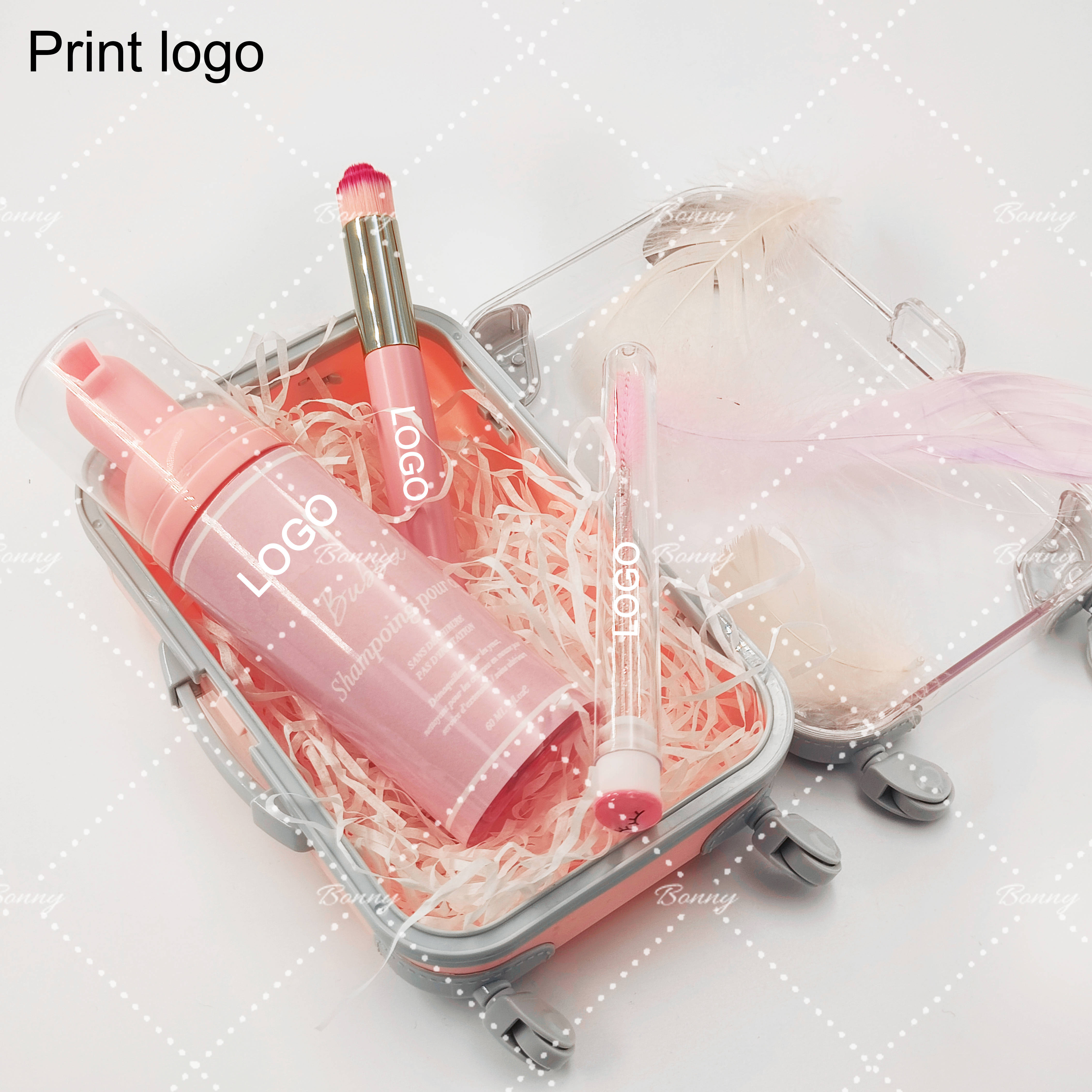 Набор для глубокой очистки ресниц от частного бренда, розовый шампунь для наращивания ресниц с чистящей щеткой, пенный шампунь для наращивания ресниц, очищающее средство