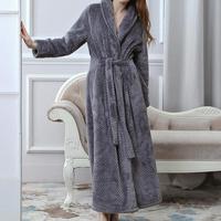 Peignoir long élégant uni avec col, ceinture et poches – Robe de nuit de luxe pour hôtel, maison, vacances – Cadeau idéal