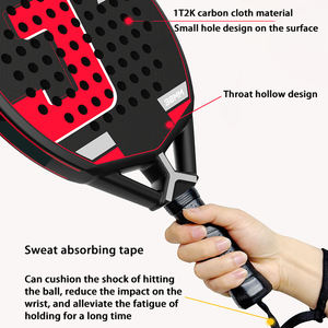 Raquettes de tennis pour adultes de <span class=keywords><strong>25</strong></span> <span class=keywords><strong>pouces</strong></span> en fibre de verre de haute qualité + fibre de carbone 3K avec matériau EVA rigide pour l'extérieur - Product Image 3