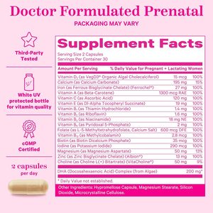 Cápsulas de Vitaminas Prenatales para Adultos OEM/ODM, DHA, Apoyo Nutricional Suave, Vegano, Sabor Natural a Frutas, Suplemento Dietético, 60 Cápsulas - Product Image 4