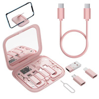 Multifunctionele USB-adapterkabel conversie-opbergdoos type C kabel met USB A naar type C micro-omvormer en telefoonhouder