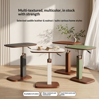 Table d'appoint mobile pivotante en cuir de selle de style italien pour salon, table basse pneumatique, vente en gros transfrontalière