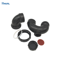 Sifón en P con Unión y Tapón de Limpieza, Accesorios de Tubería de ABS Negro para Drenaje, Aguas Residuales y Ventilación, SCH40, Accesorios Sanitarios
