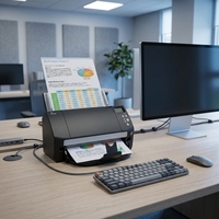 Scanner Duplex USB 3.0 FI-7180 A4 80ppm 160ipm CCD 600dpi Noir pour Bureau et Entreprise