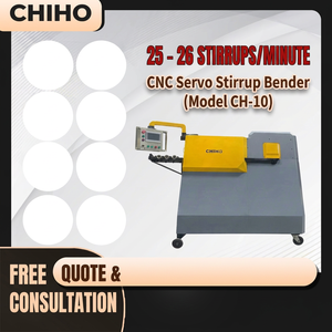 Cintreuse de barres d'armature automatique CHIHO CNC Servo CH-10, 25-26 étriers/minute, pour acier au carbone, commande PLC - Product Image 1