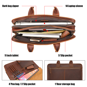 Maletín de Cuero Crazy Horse para <span class=keywords><strong>Hombre</strong></span>, Portafolio, Porta Documentos, Maletín para Reloj, Económico y Grande - Product Image 4